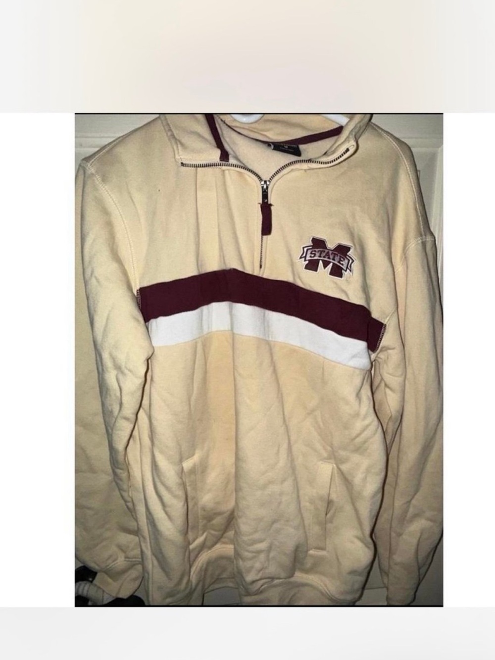 Mississippi State Bulldogs Cream Men’s Quarter Zip Pullover